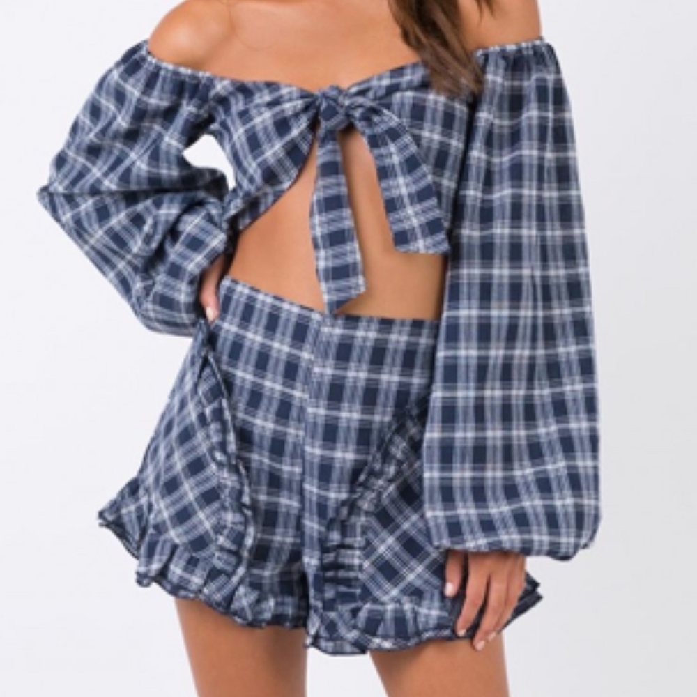 Princess Polly Blue Plaid Shorts